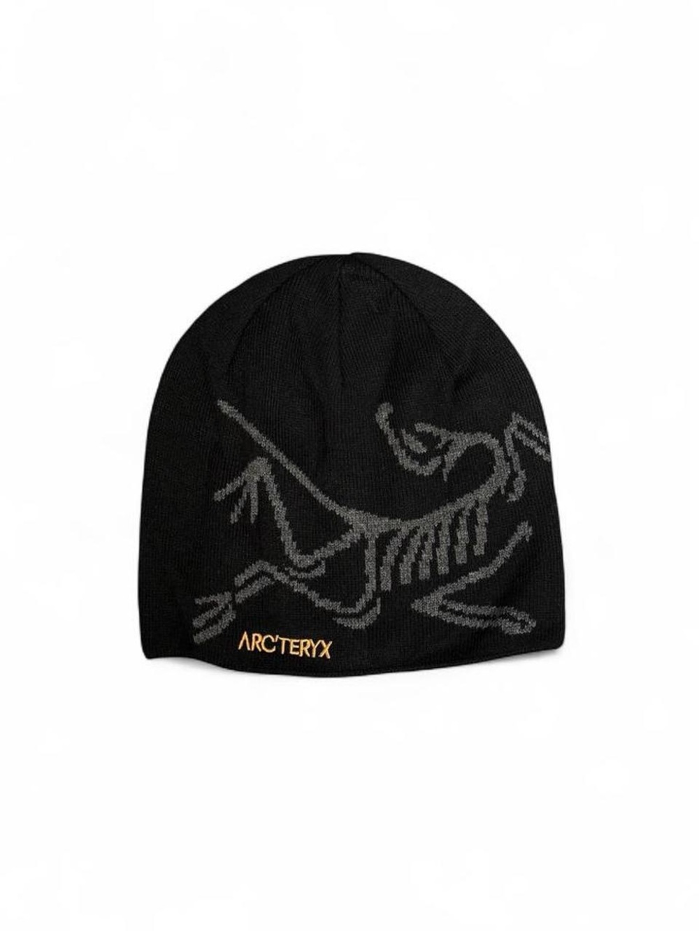 black and gray arc bird head toque beanie